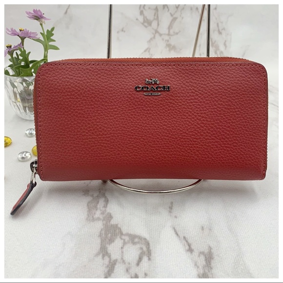 Coach Handbags - COACH Pebbled Leather Accordion Zip Around Wallet